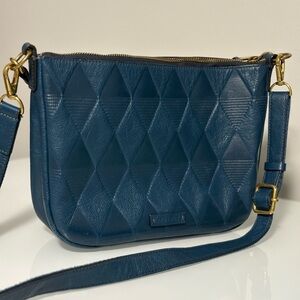 Fossil Blue Leather Crossbody Bag